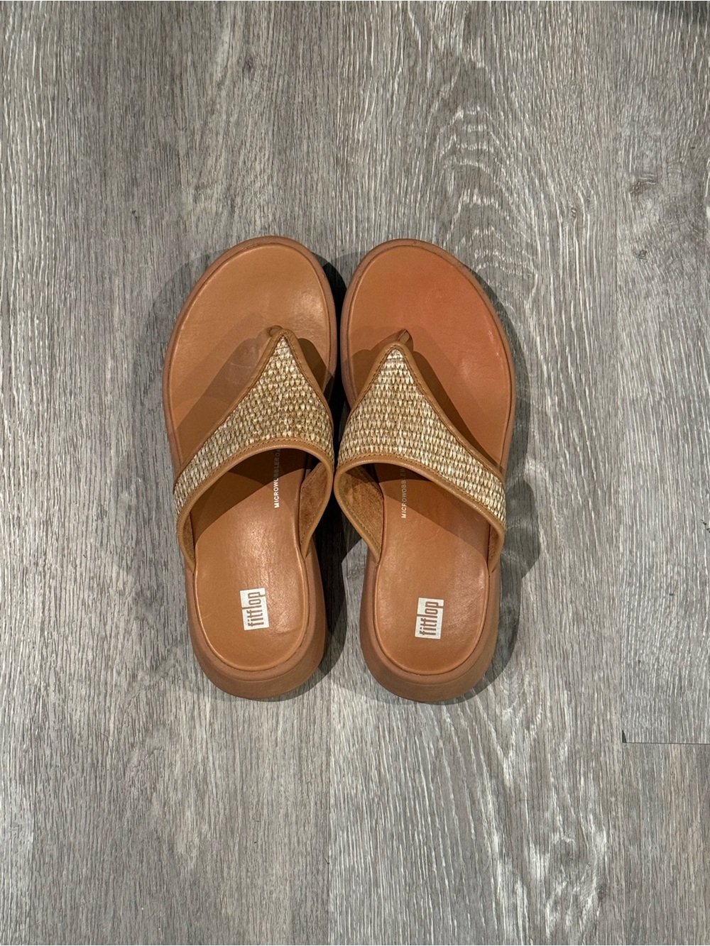Fitflop Brown Woven Toe-Post Slide Sandals